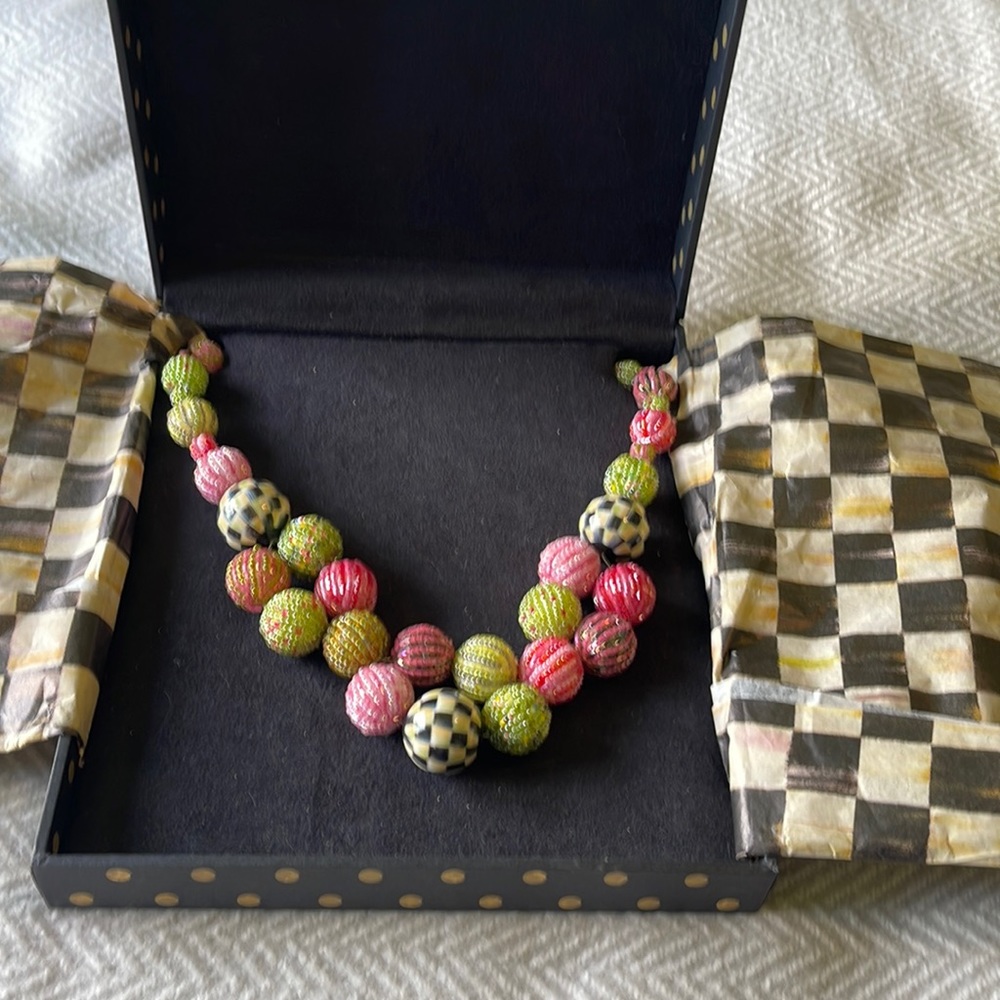 MacKenzie-Childs statement necklace courtly check w original gift box